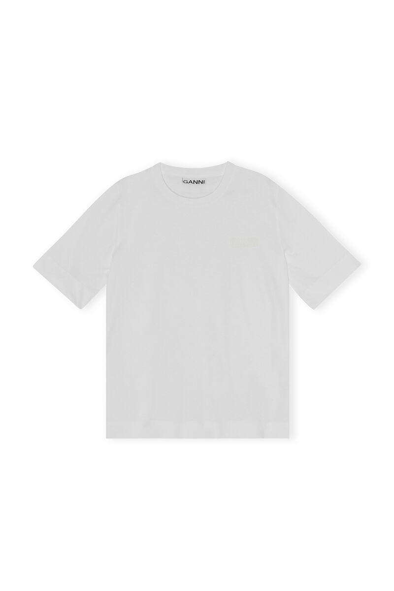 T-shirt décontracté à logo, Cotton, in colour White - 1 - GANNI