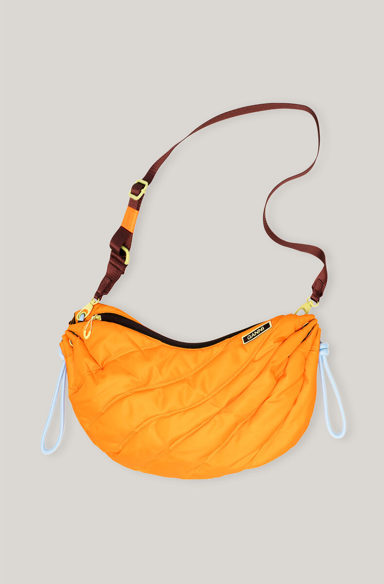 Duffeltaske i genanvendt polyester, Polyester, in colour Bright Marigold - 1 - GANNI