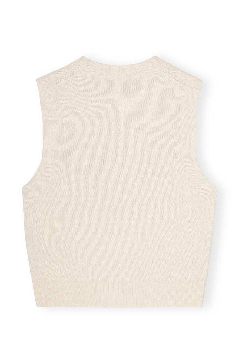 White Graphic Wool Mix-vest, Metallic fiber, in colour Egret - 2 - GANNI