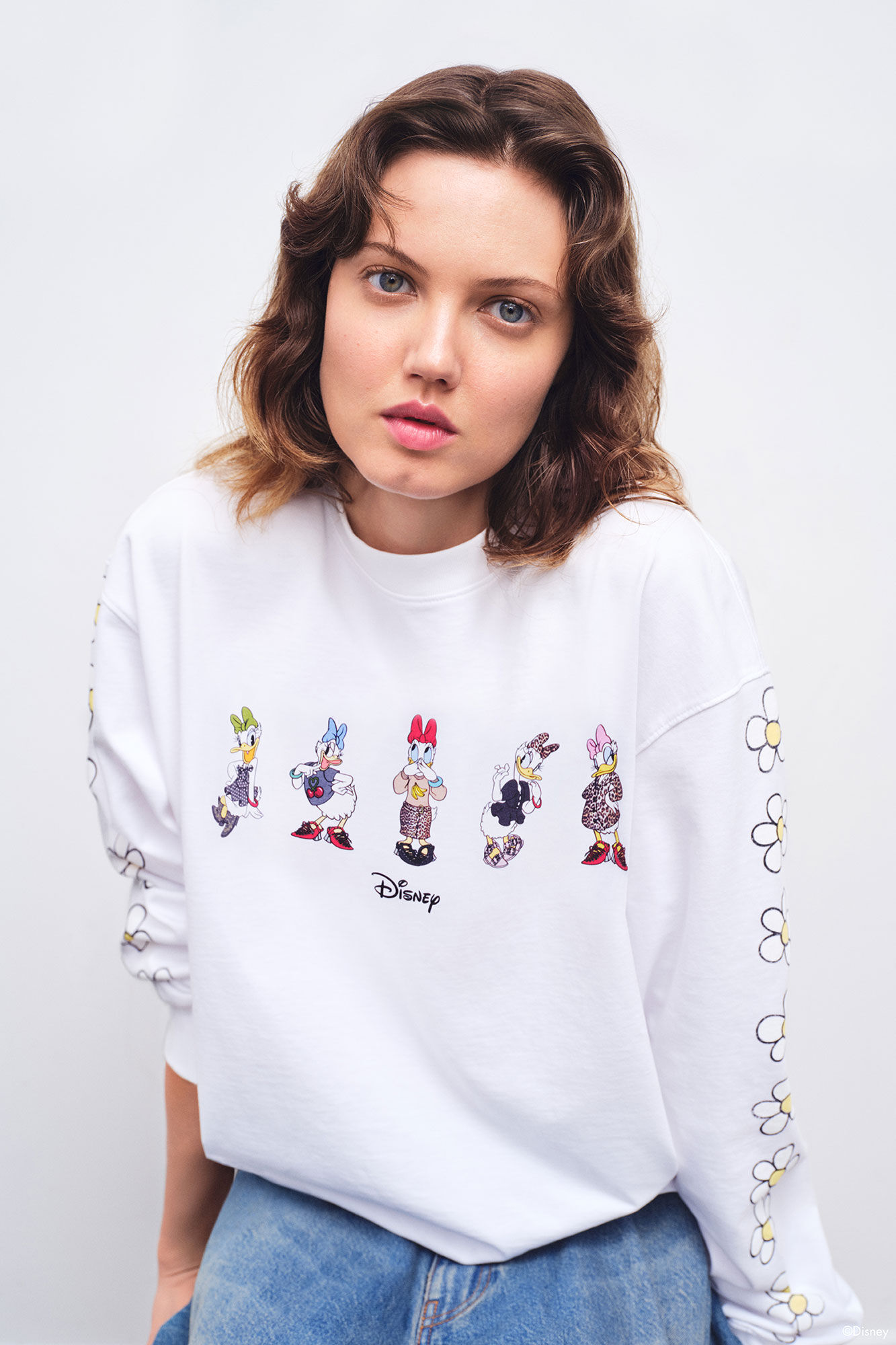 Bright White Daisy Duck White Long Sleeve T-shirt | GANNI (Global) BZ