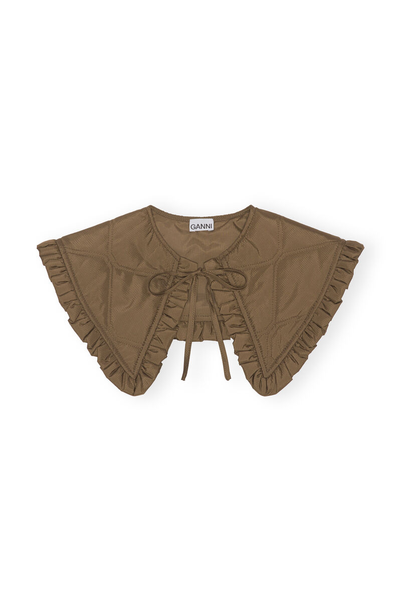 Ripstop-Steppkragen, Recycled Polyester, in colour Teak - 1 - GANNI