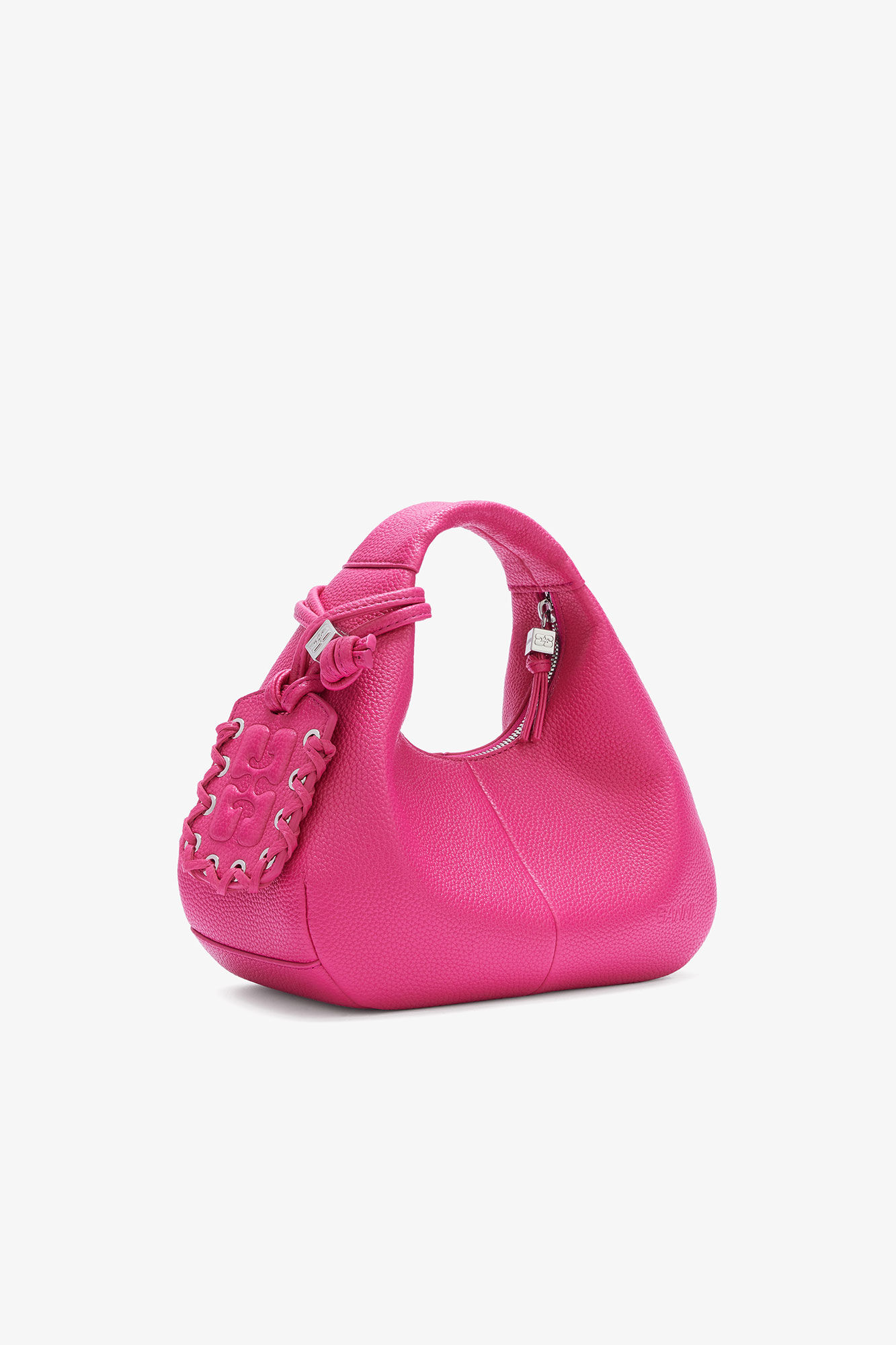 Mini Hobo Bag in Pink, Recycled Polyester, in colour Cabaret - 2 - GANNI