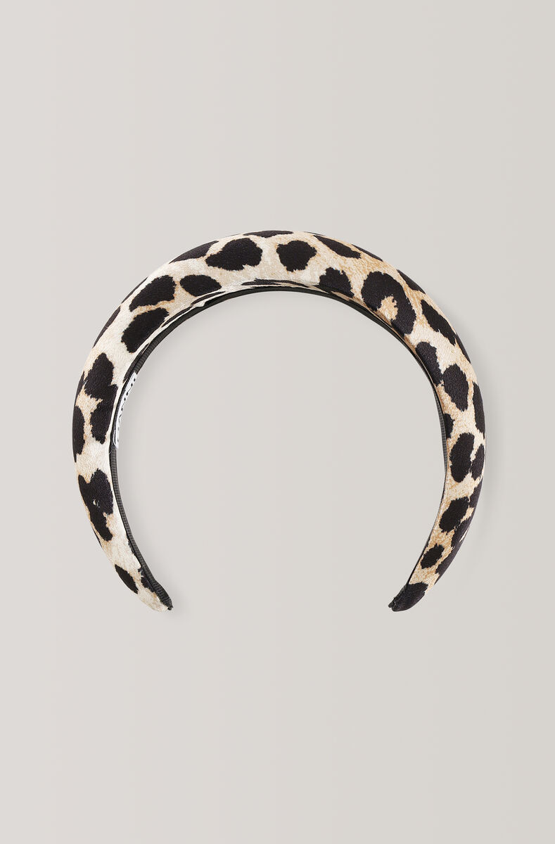 Tilbehør Vatteret hårbøjle i nylon, Polyester, in colour Leopard - 1 - GANNI