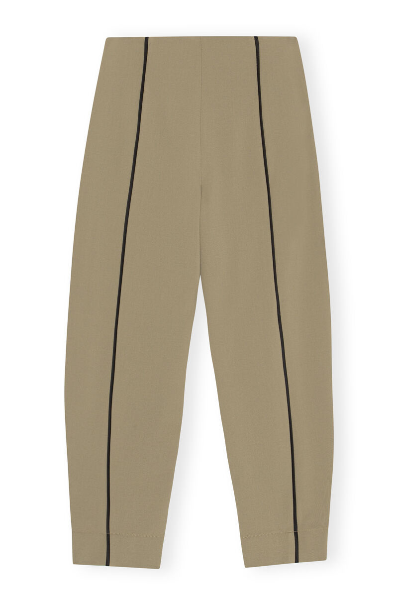 Twill Pants, Elastane, in colour Petrified Oak - 2 - GANNI