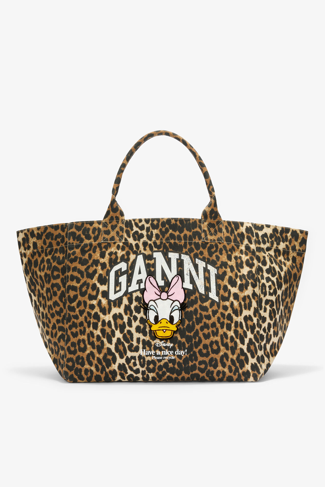 Almond Milk Daisy Duck Leopard XXL Tote | GANNI US Almond Milk Daisy Duck Leopard XXL Tote | GANNI US