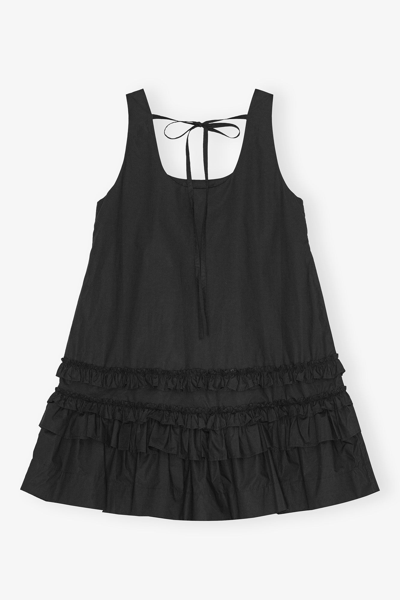Schwarzes Minikleid aus Baumwollpopeline, Cotton, in colour Black - 2 - GANNI