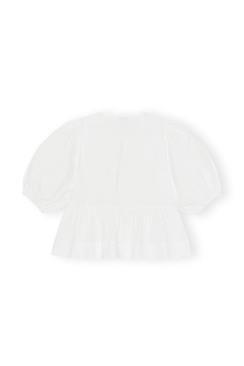 Cotton Poplin Bluse, Cotton, in colour Bright White - 2 - GANNI