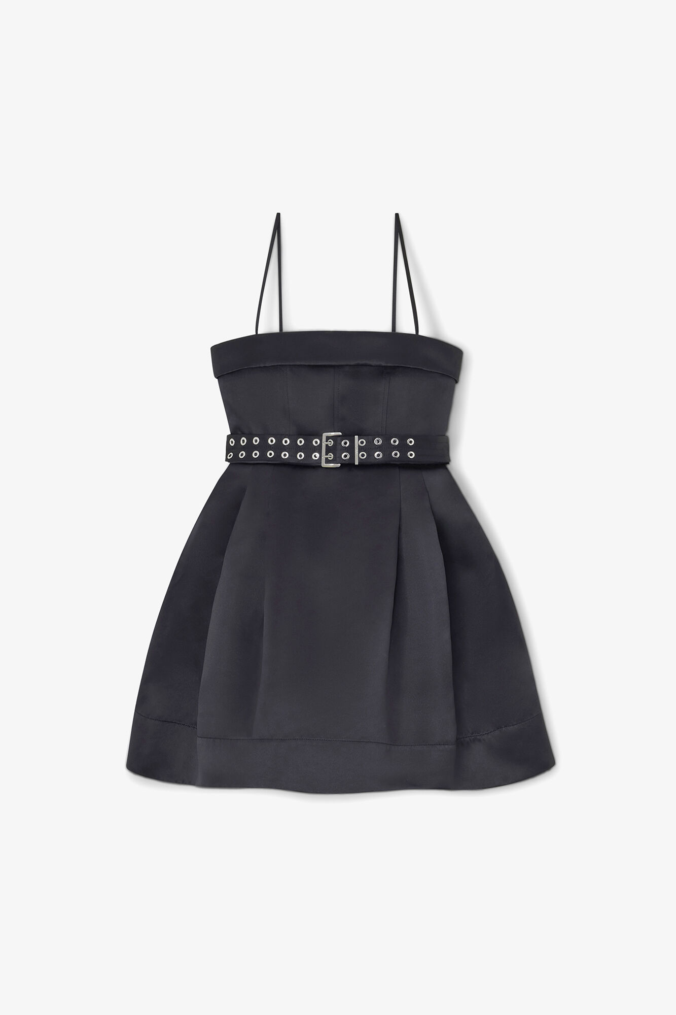 Svart satengkjole, Recycled Polyester, in colour Black - 1 - GANNI