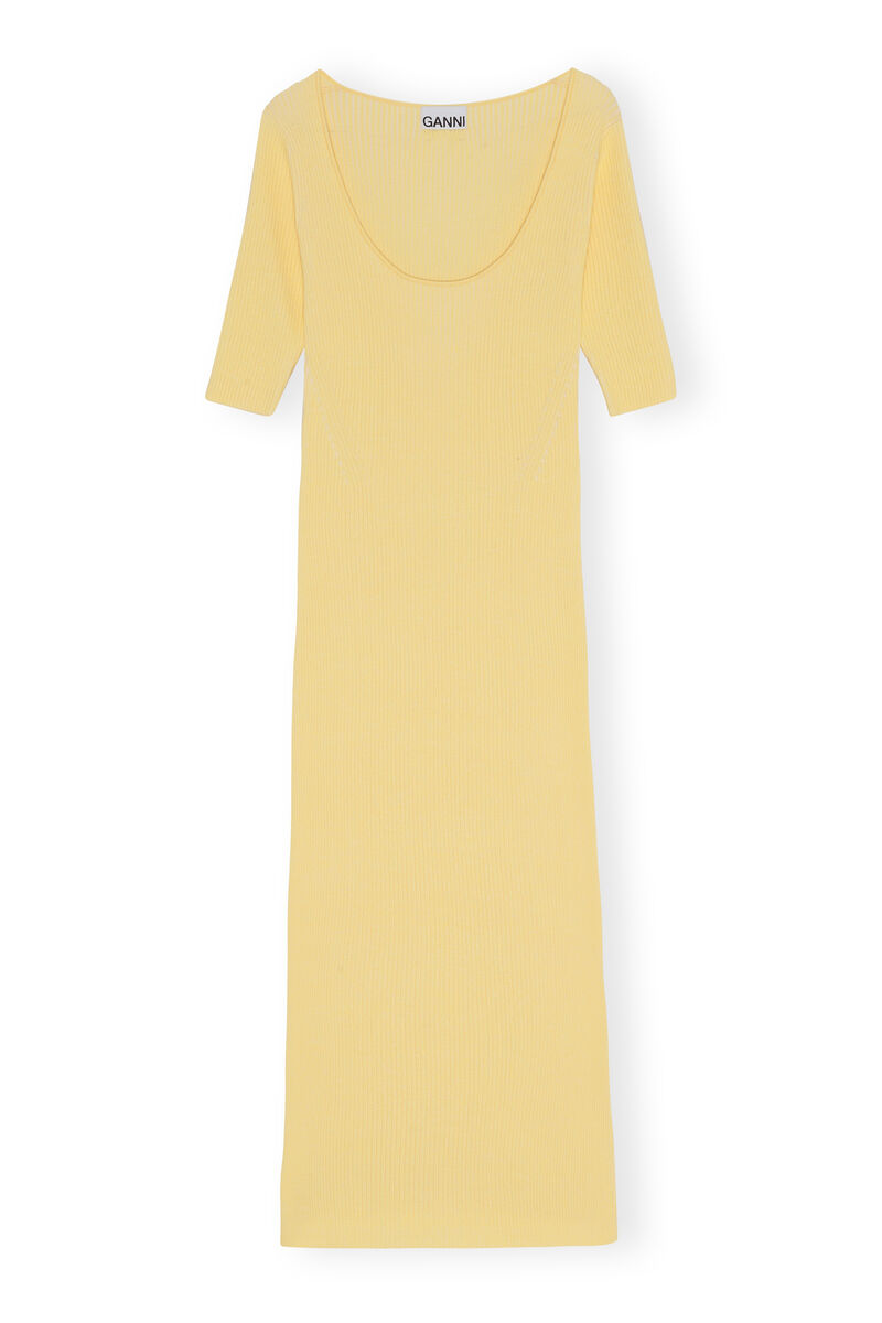 Knit Maxi Dress, Elastane, in colour Flan - 1 - GANNI