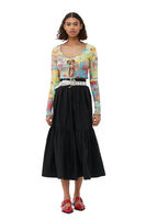 Cotton Poplin Maxi Flounce Skirt, Cotton, in colour Black - 1 - GANNI