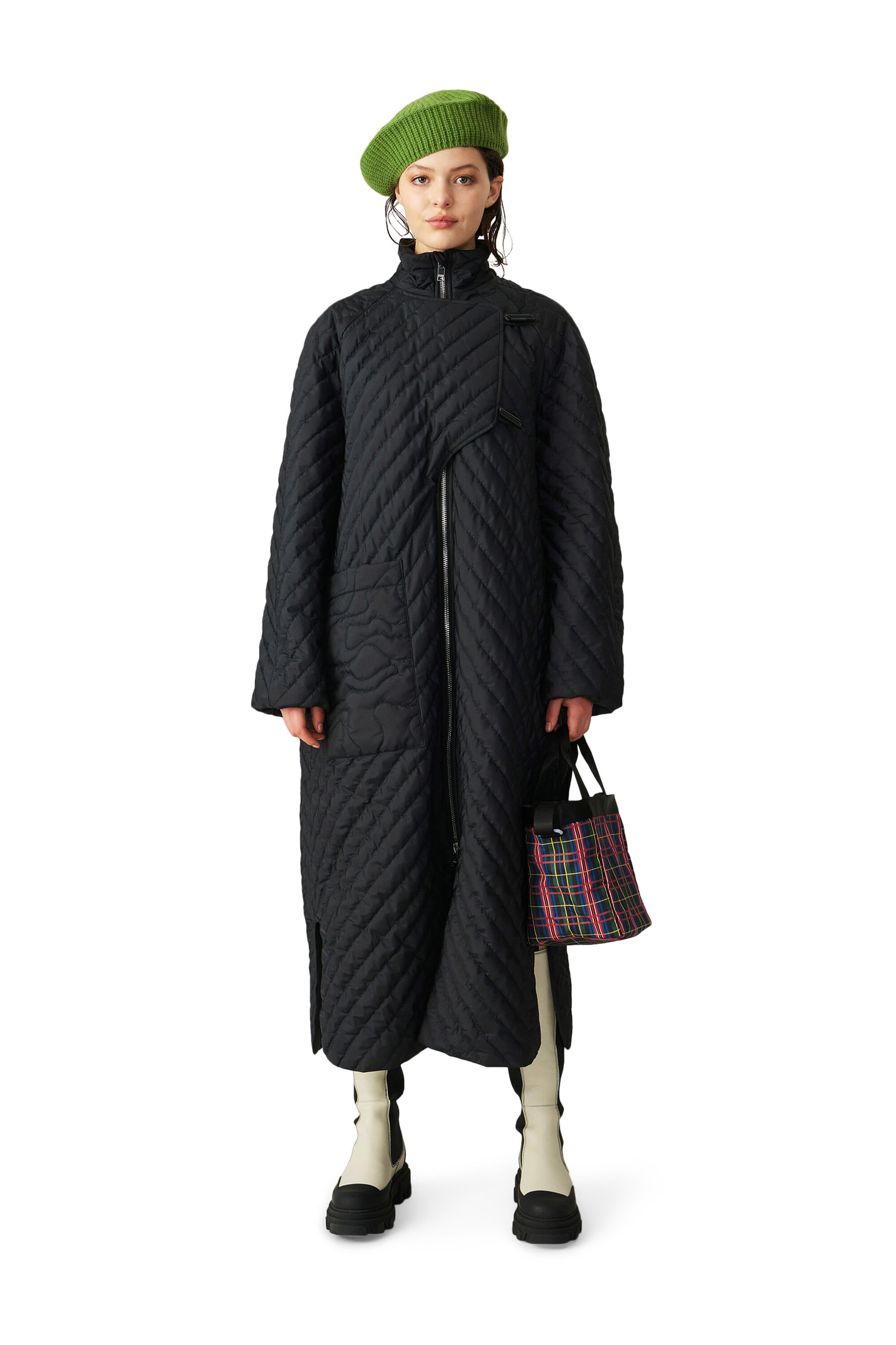 Black Recycled Ripstop Quilt Coat | GANNI US