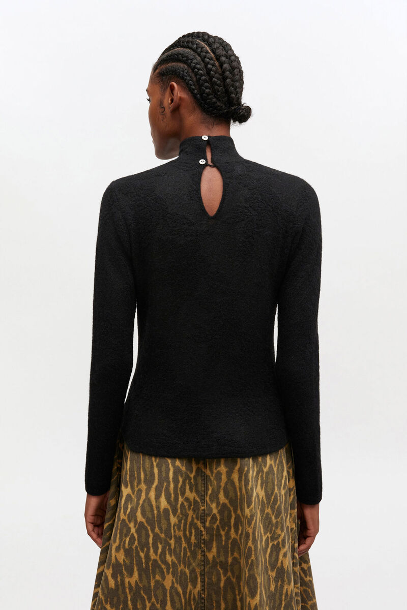Sheer Turtleneck, in colour Jet Black - 3 - GANNI