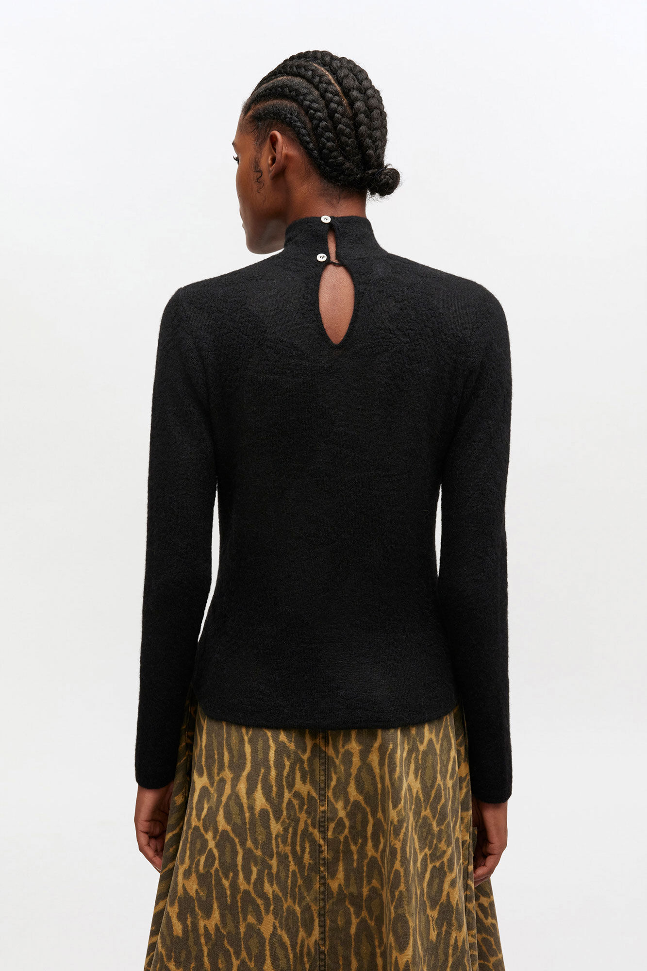 Sheer Turtleneck, in colour Jet Black - 3 - GANNI