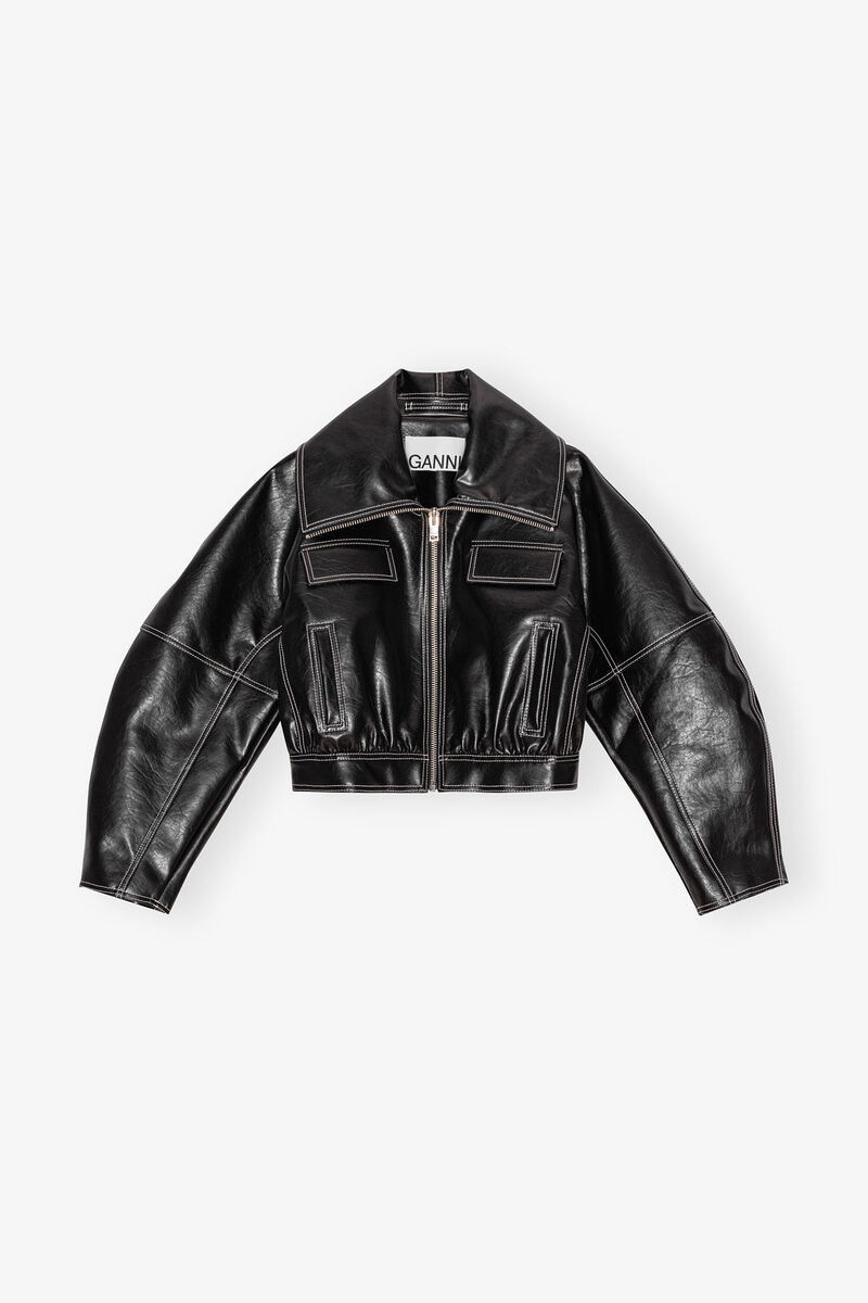 Black Future Oleatex Curved Sleeve Jacket, Cotton, in colour Black - 1 - GANNI