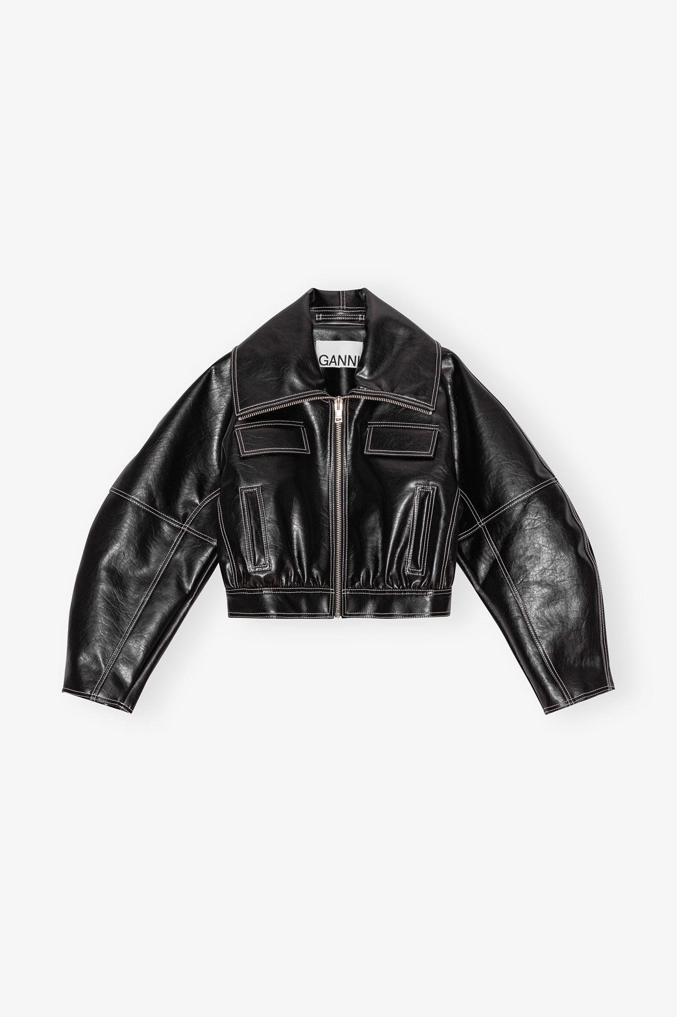 Black Future Oleatex Curved Sleeve Jacket, Cotton, in colour Black - 1 - GANNI