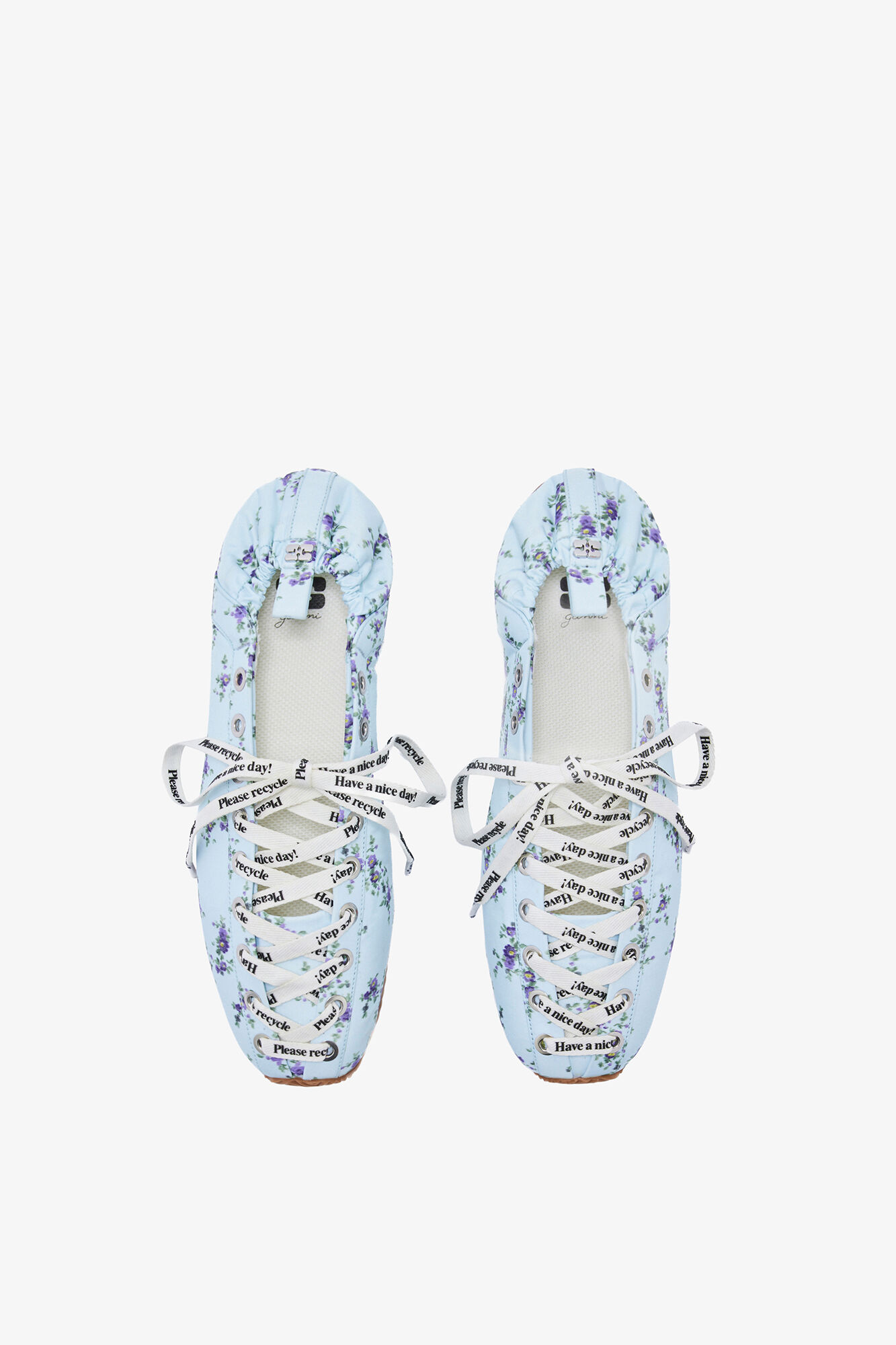 Sporty ballerinasko i bl&aring; nylon, Recycled Polyester, in colour Iced Aqua - 3 - GANNI