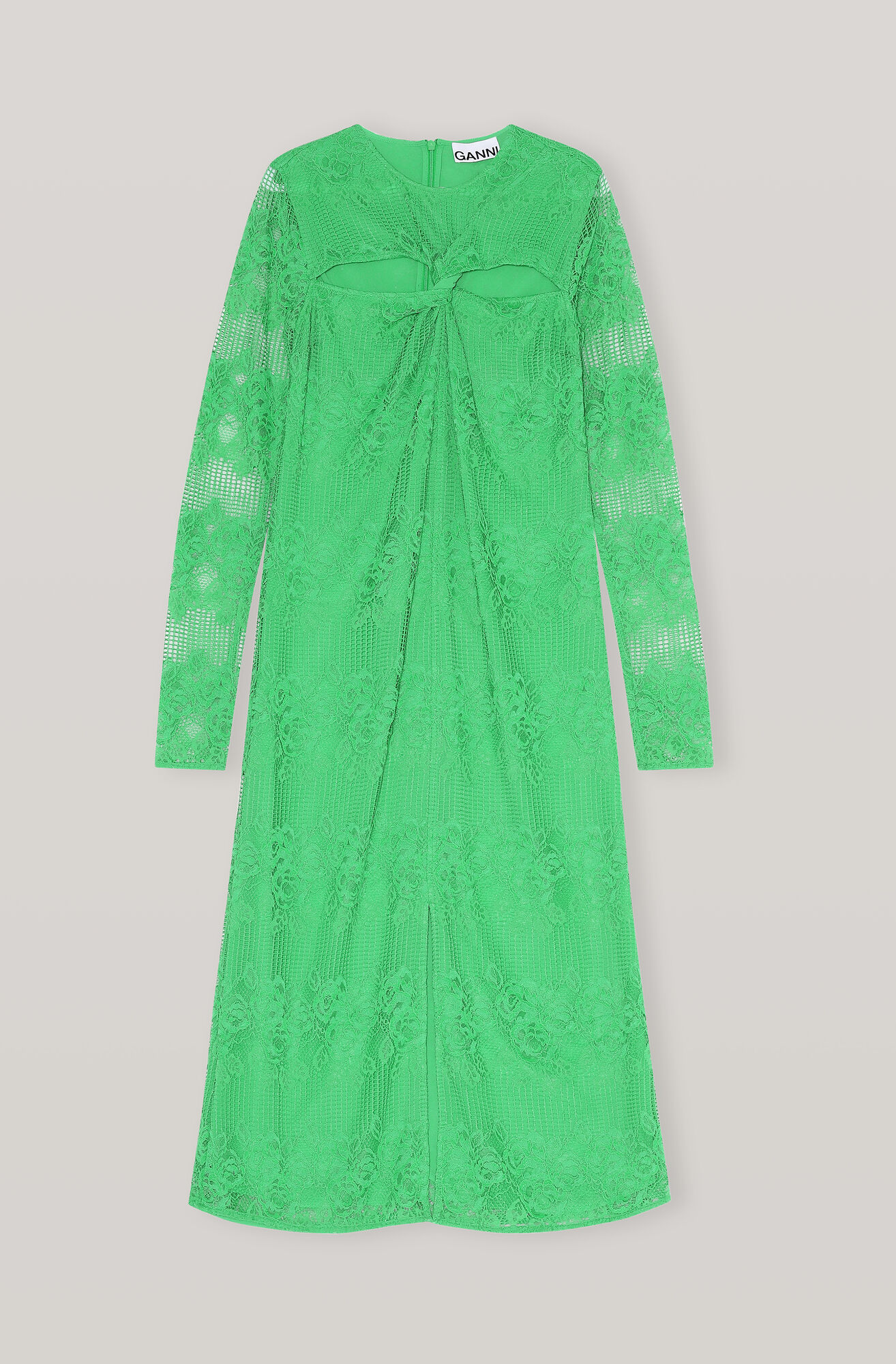 Lace Twist Dress, Cotton, in colour Kelly Green - 1 - GANNI