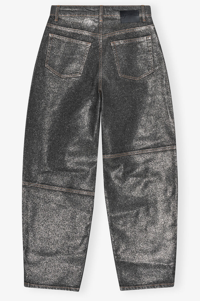 Jean Stary métallisé scintillant, Cotton, in colour Washed Black/Black - 2 - GANNI