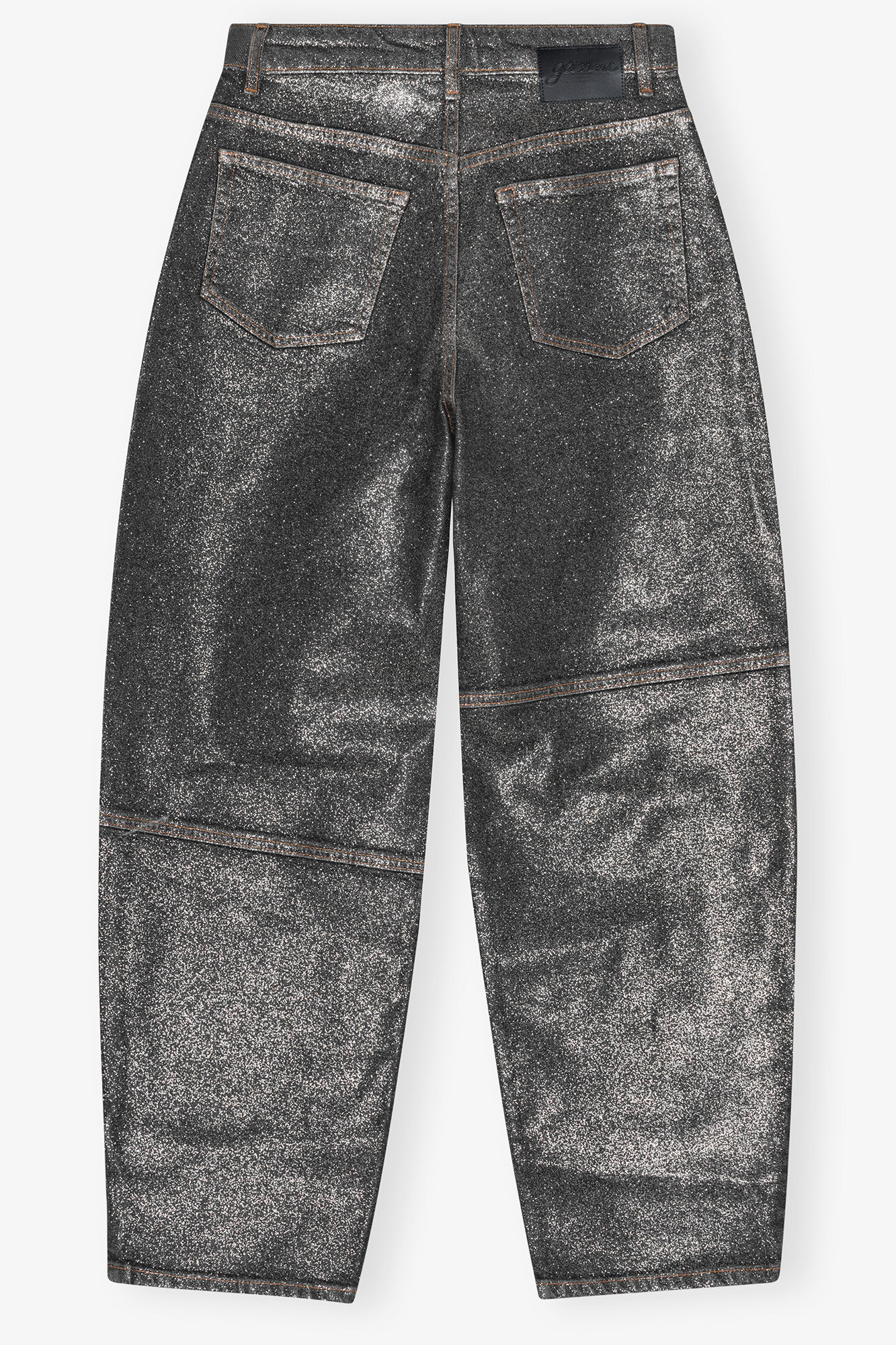 Jean Stary métallisé scintillant, Cotton, in colour Washed Black/Black - 2 - GANNI