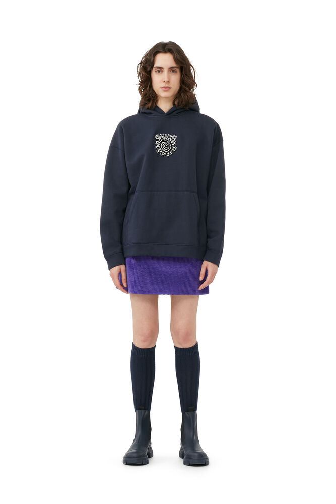Blue Oversized Isoli Flower Hoodie, Sky Captain