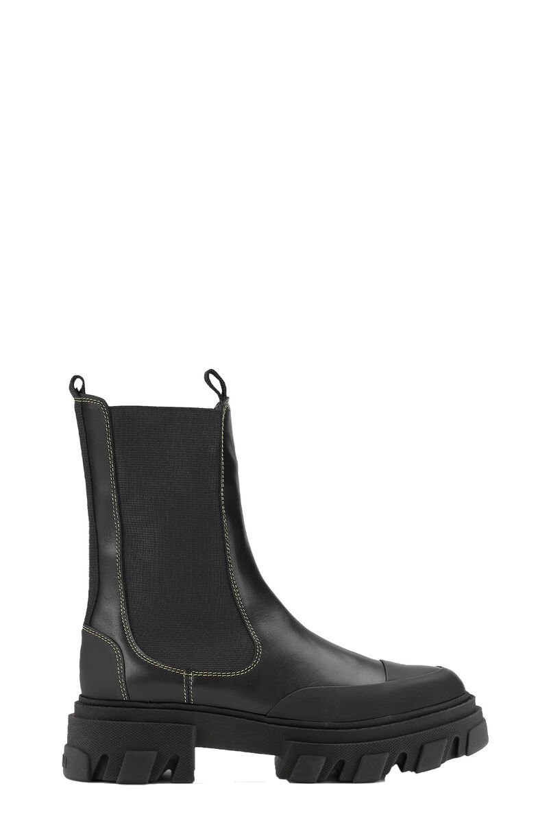 Mid Chelsea Boots, Calf Leather, in colour Black - 1 - GANNI