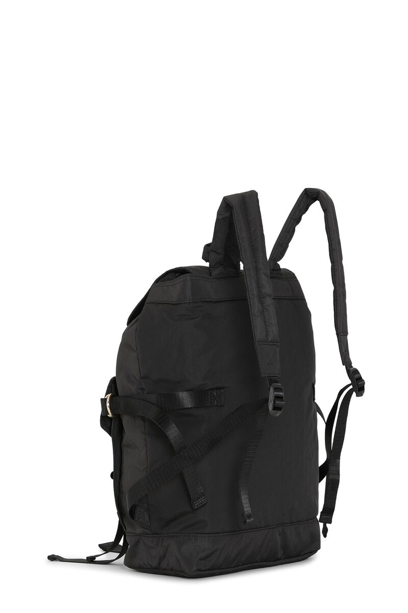 Schwarzer Rucksack aus Tech-Gewebe, Recycled Polyester, in colour Black - 2 - GANNI