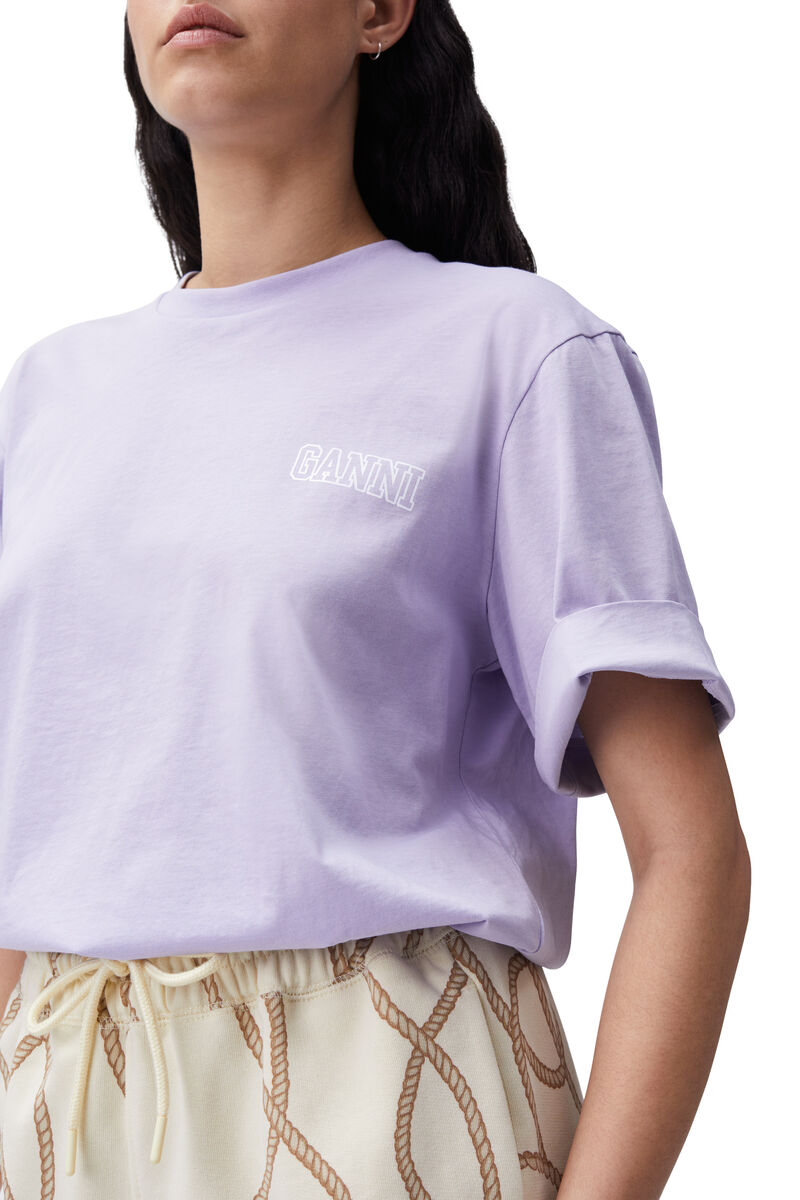 Relaxed Logo T-shirt, Cotton, in colour Cosmic Sky - 4 - GANNI