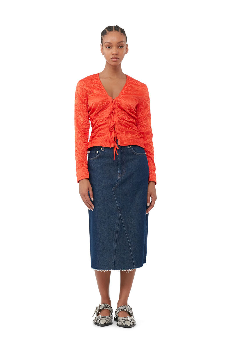 Heavy Denim Midi Skirt, Cotton, in colour Rinse - 1 - GANNI