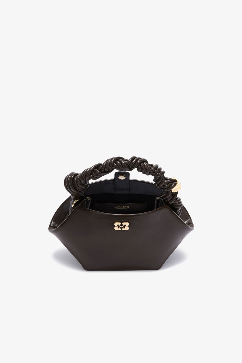 Green Crinkle Mini Bou Bag, in colour Dark Olive - 3 - GANNI