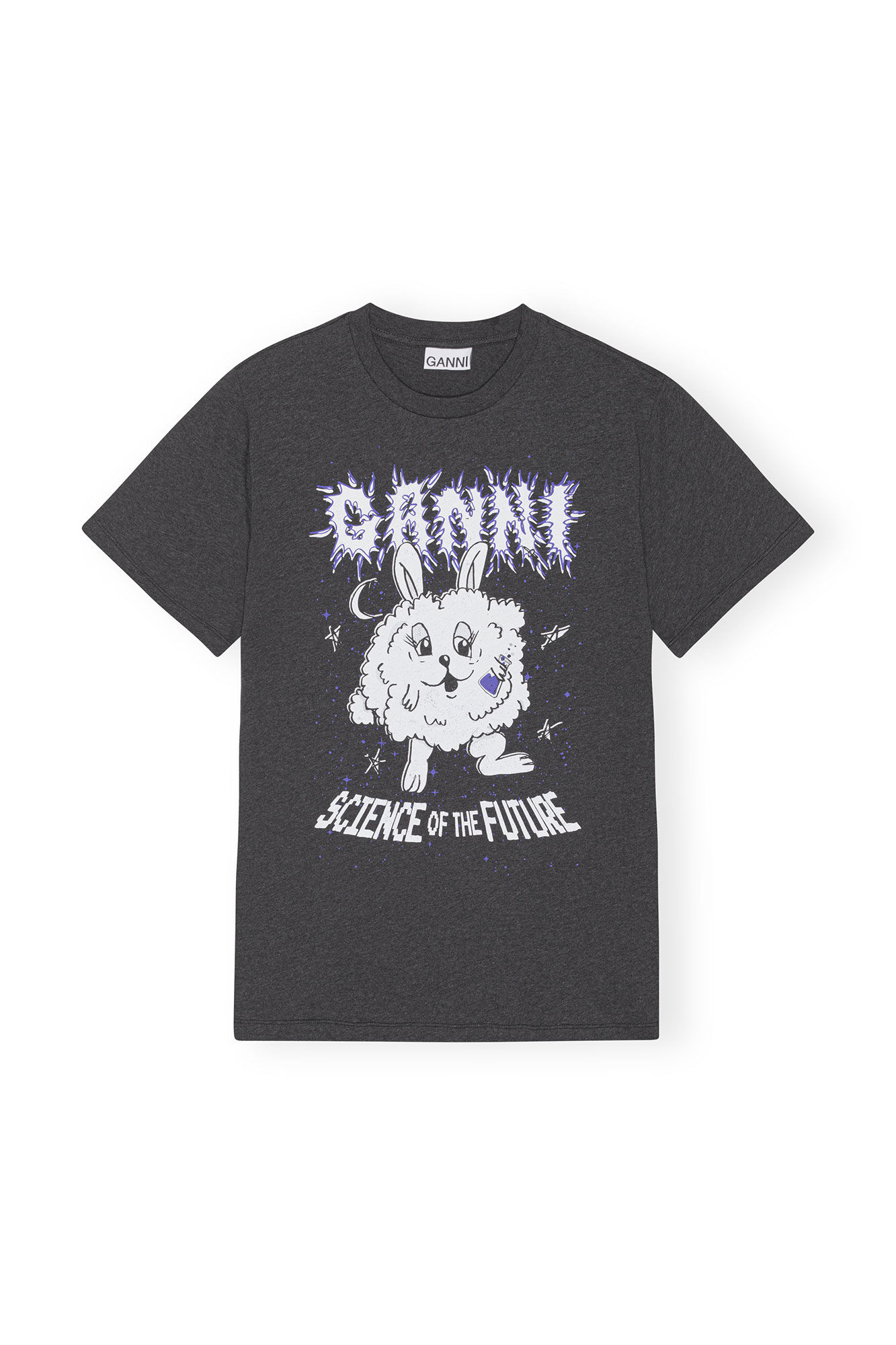 Light Purple Bunny Relaxed T-shirt, Cotton, in colour Phantom - 1 - GANNI