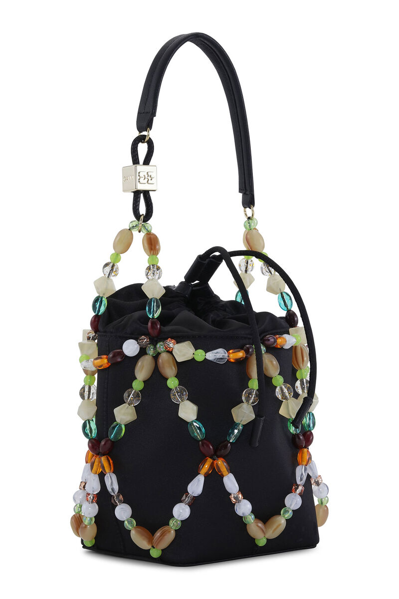 Bucket Beads Bag, Polyester, in colour Black - 2 - GANNI