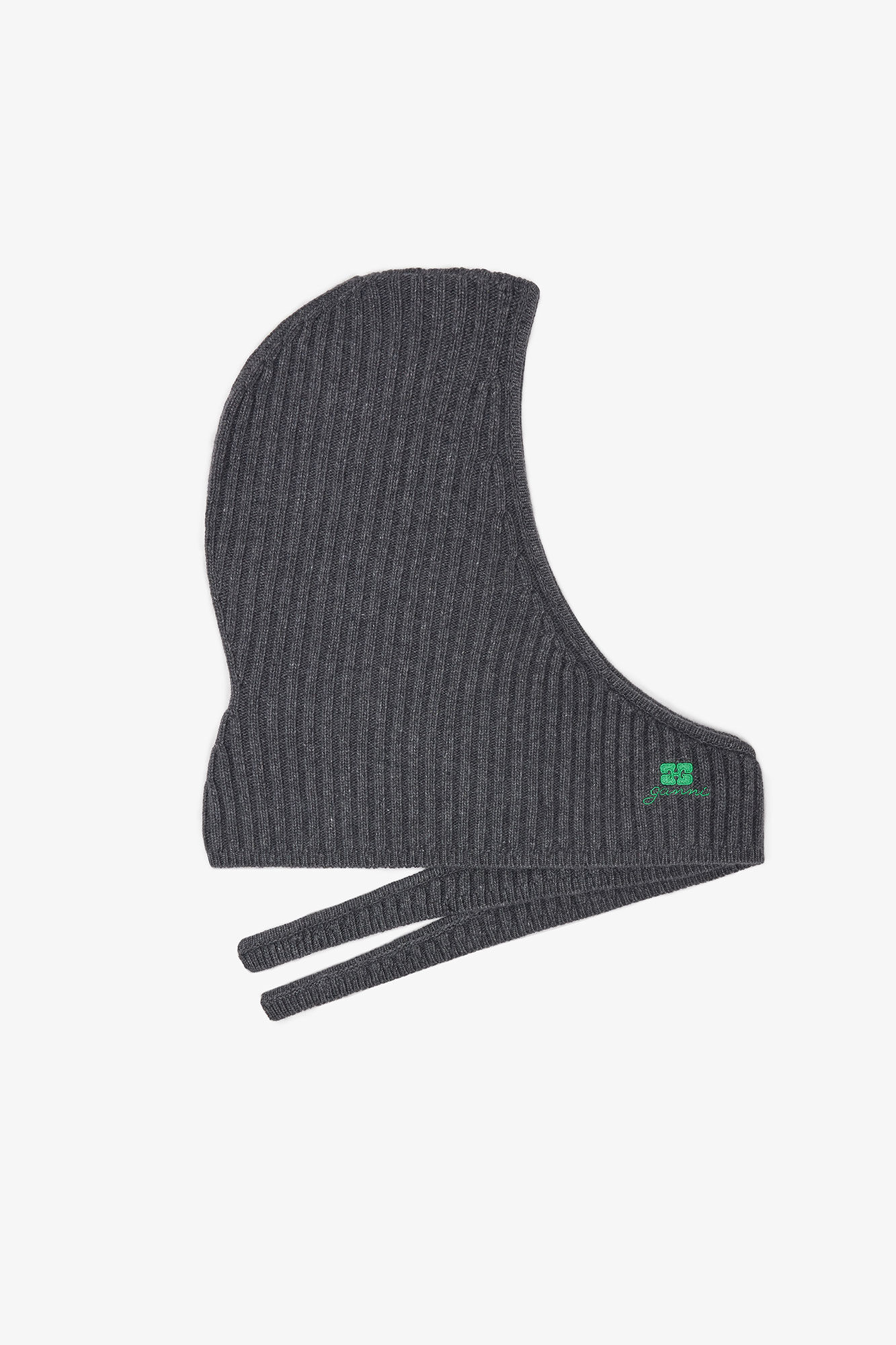Grey Wool Mix Balaclava, Viscose, in colour Charcoal Grey - 1 - GANNI