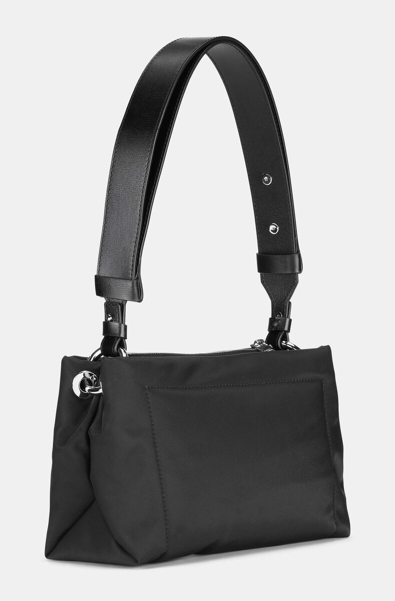 Medium Pillow Baguette Bag, Leather, in colour Black - 2 - GANNI