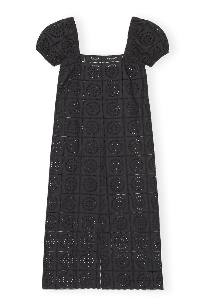 Broderie Anglaise Midi Dress, Black