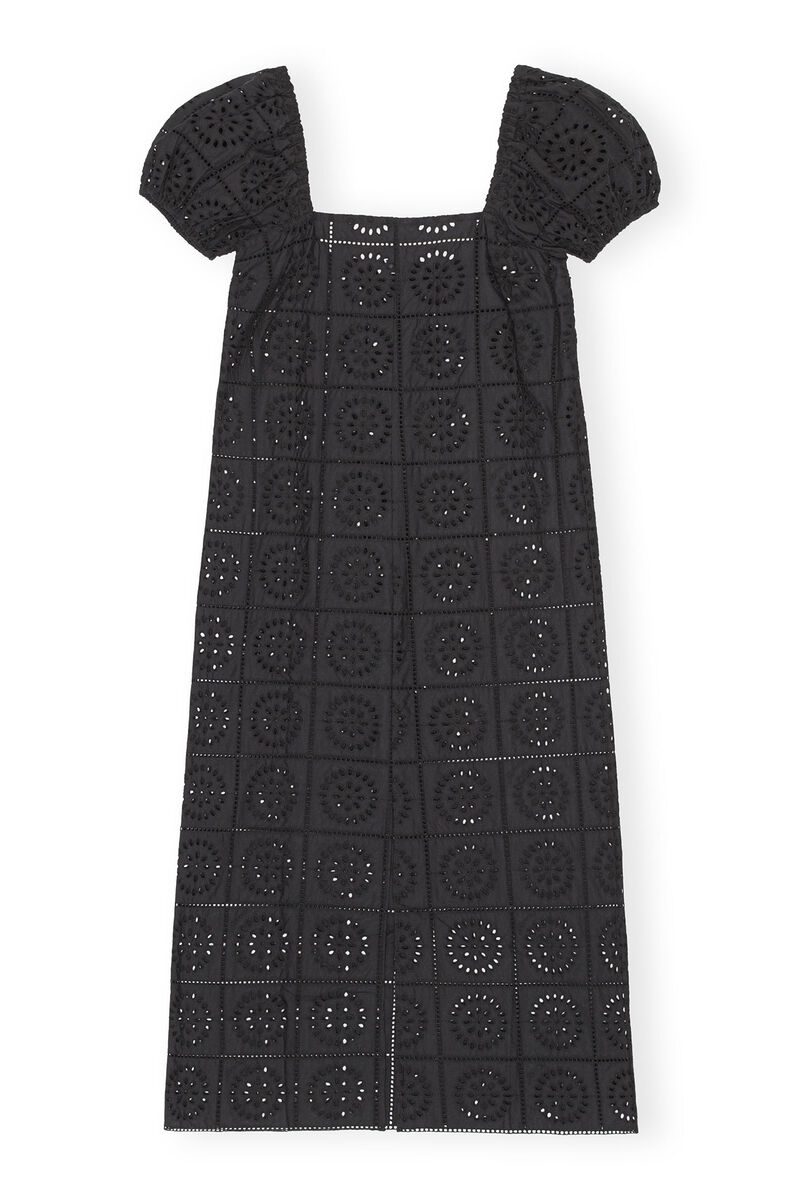 Broderie Anglaise Midi Dress, Cotton, in colour Black - 1 - GANNI