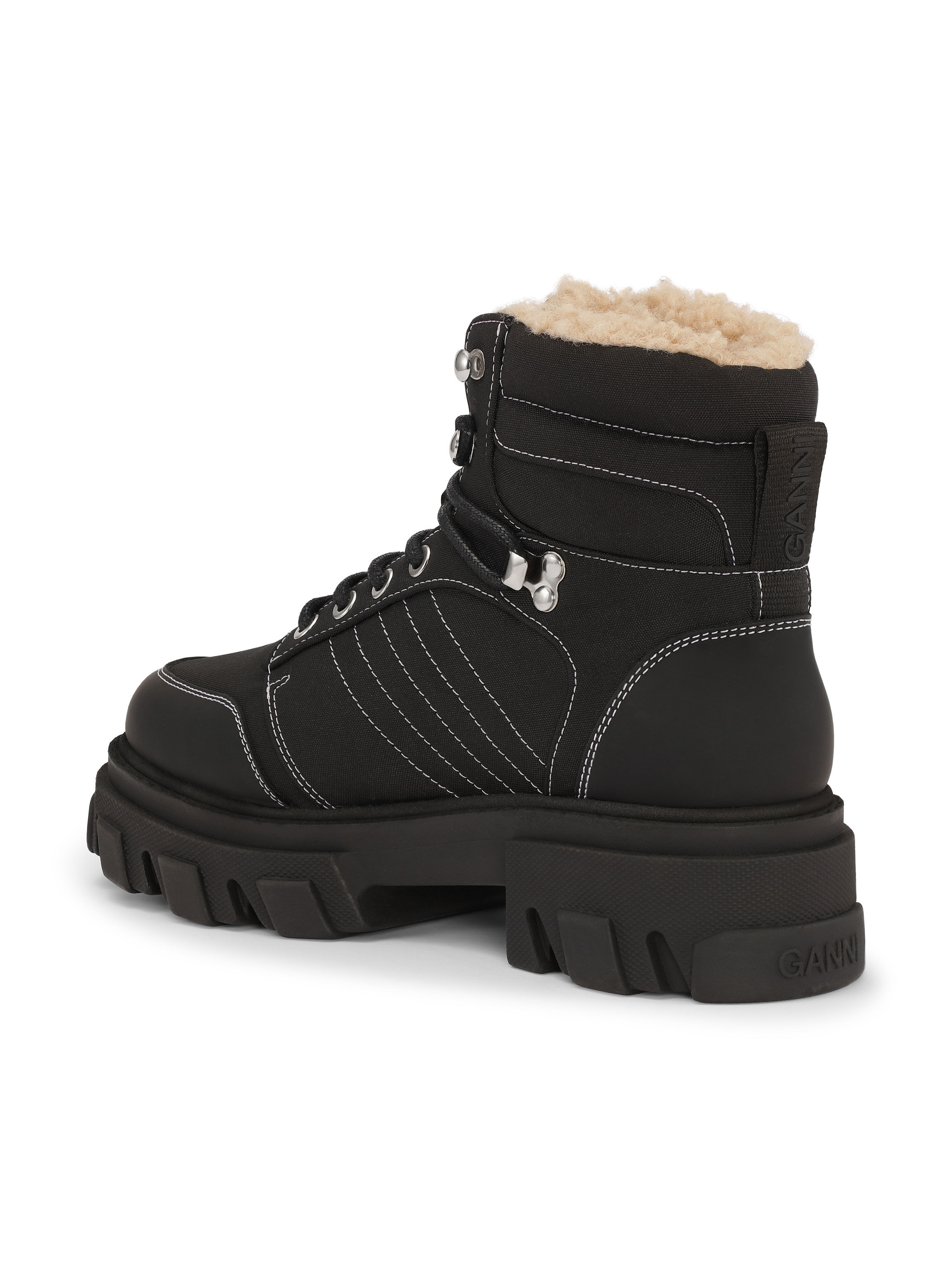 Black Lace-up Hiking Boots | GANNI US