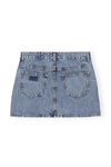 Crinkle Denim Mini Skirt, Cotton, in colour Mid Blue Stone - 2 - GANNI