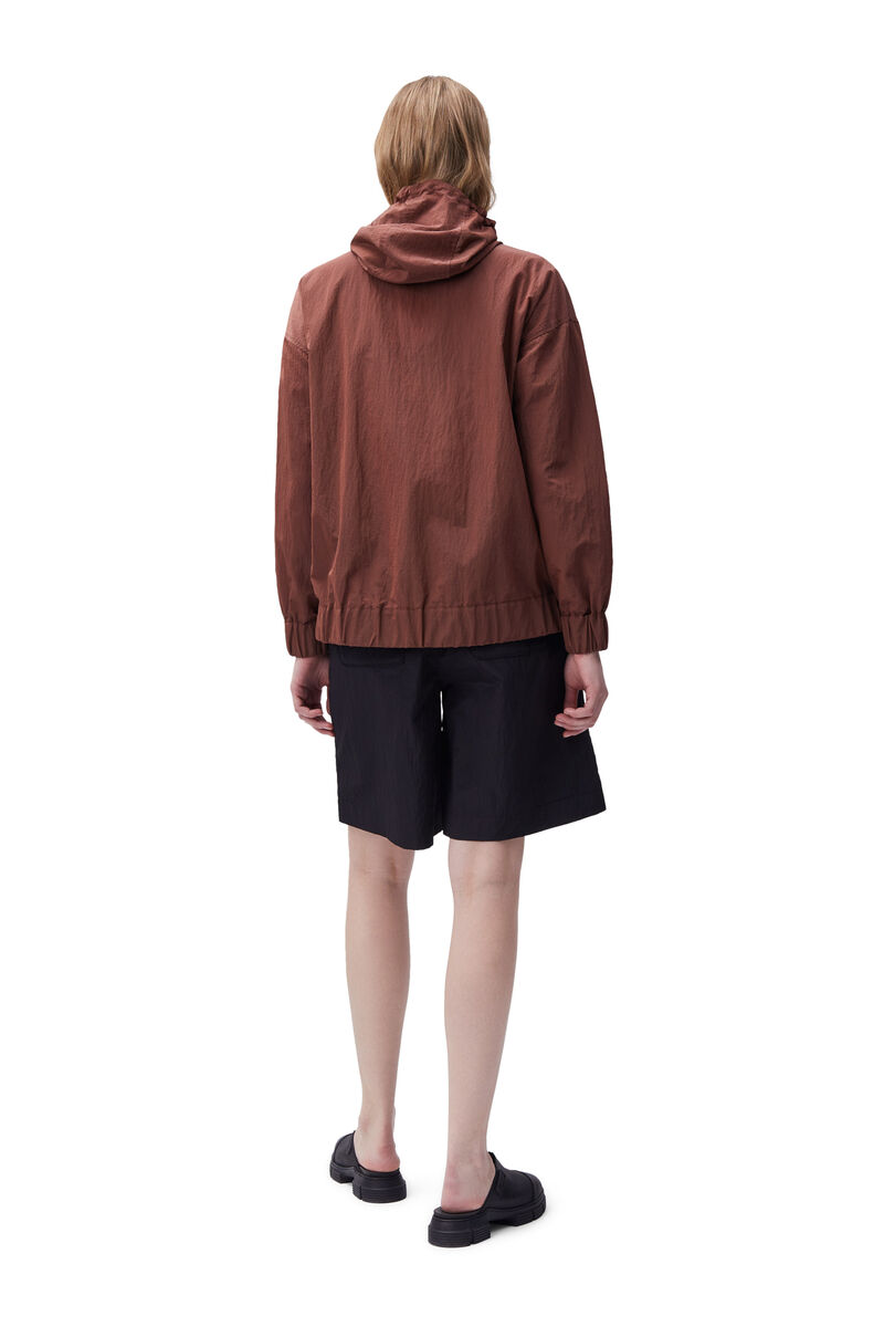 Tech Fabric Jacket, Nylon, in colour Root Beer - 2 - GANNI