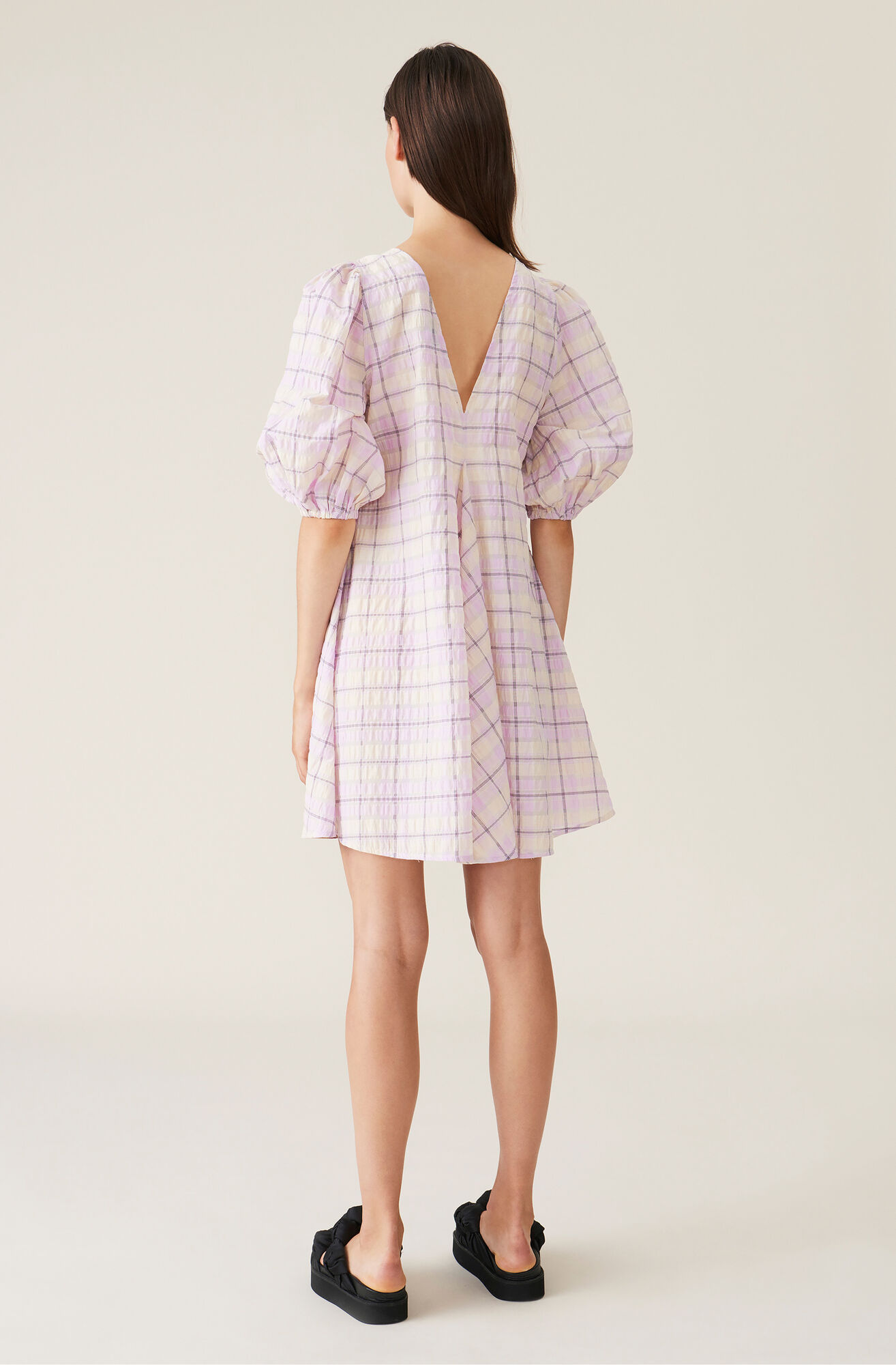 Seersucker Check Kleid Ganni Ch
