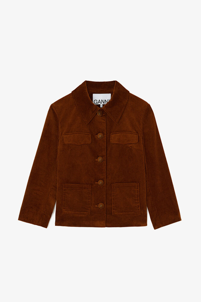 Blazer in Brown Corduroy, Tortoise Shell