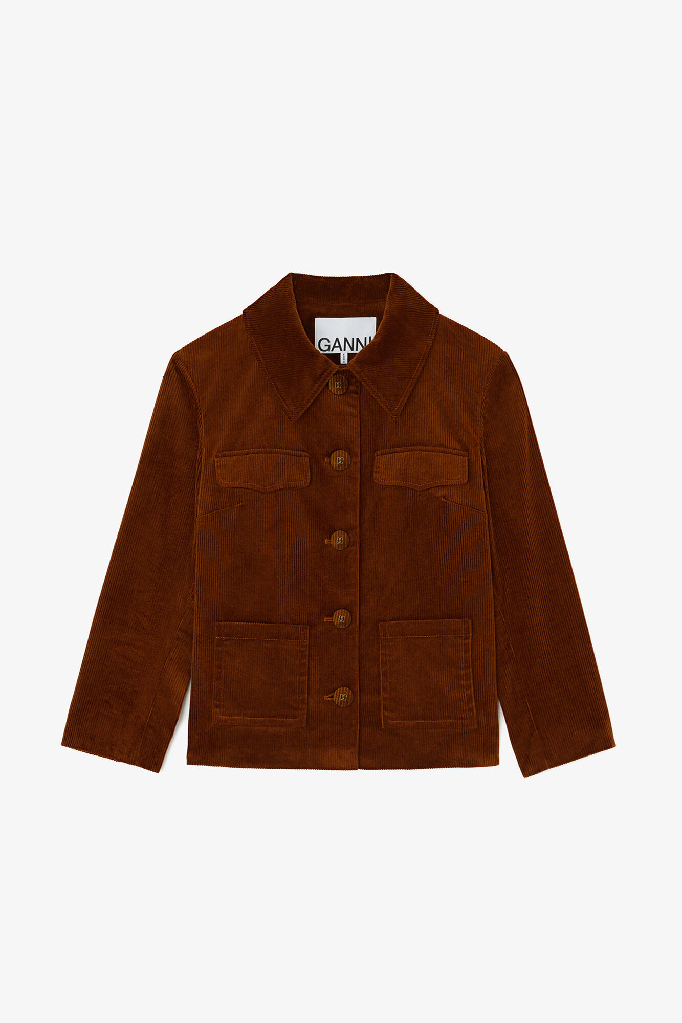 Blazer in Brown Corduroy, Organic Cotton, in colour Tortoise Shell - 1 - GANNI