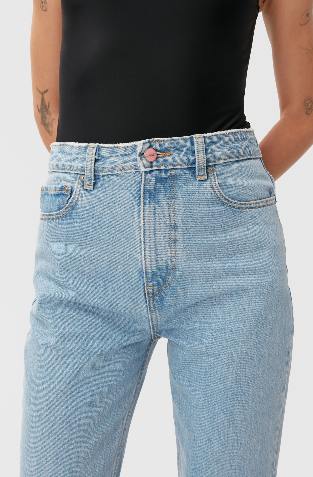 Betzy Jeans, Cotton, in colour Light Blue Stone - 5 - GANNI