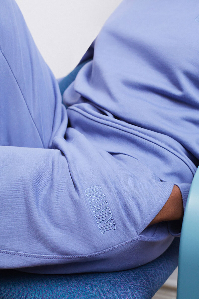 Drop Shoulder Sweatshirt, in colour Gray Blue - 3 - GANNI