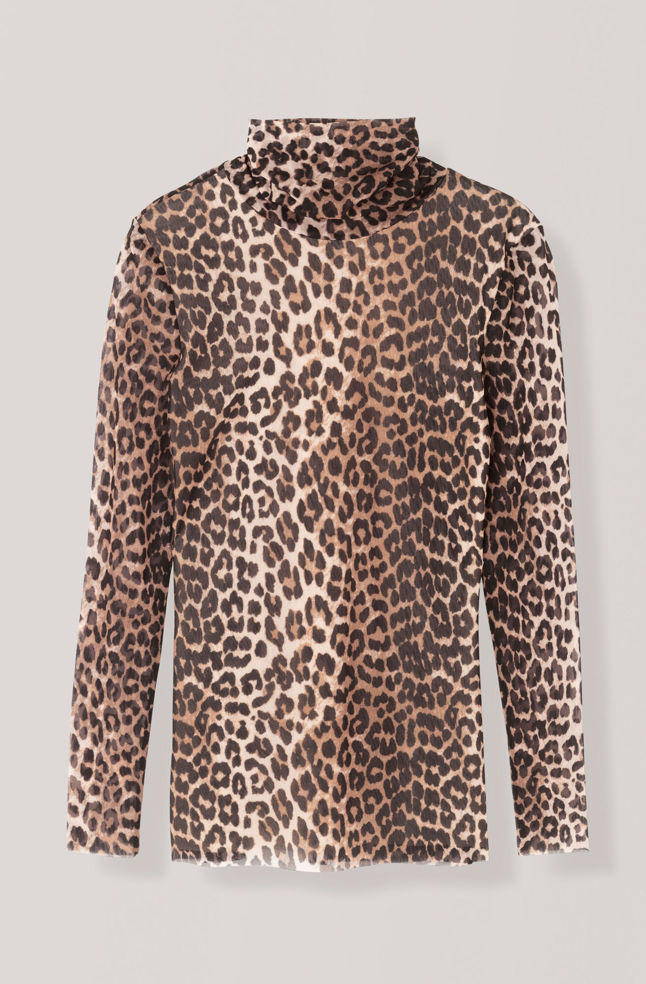 Printed Mesh Rullekrage, Leopard Printed Mesh Rullekrage, Leopard, hi-res