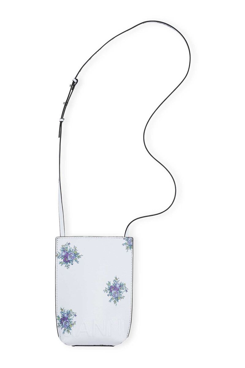 Crossbody miniväska i återvunnet läder, Recycled Leather, in colour Heather - 1 - GANNI