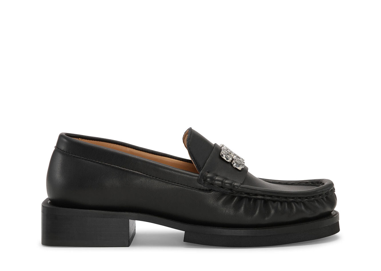 Black Butterfly Logo Loafers, Polyester, in colour Black - 1 - GANNI