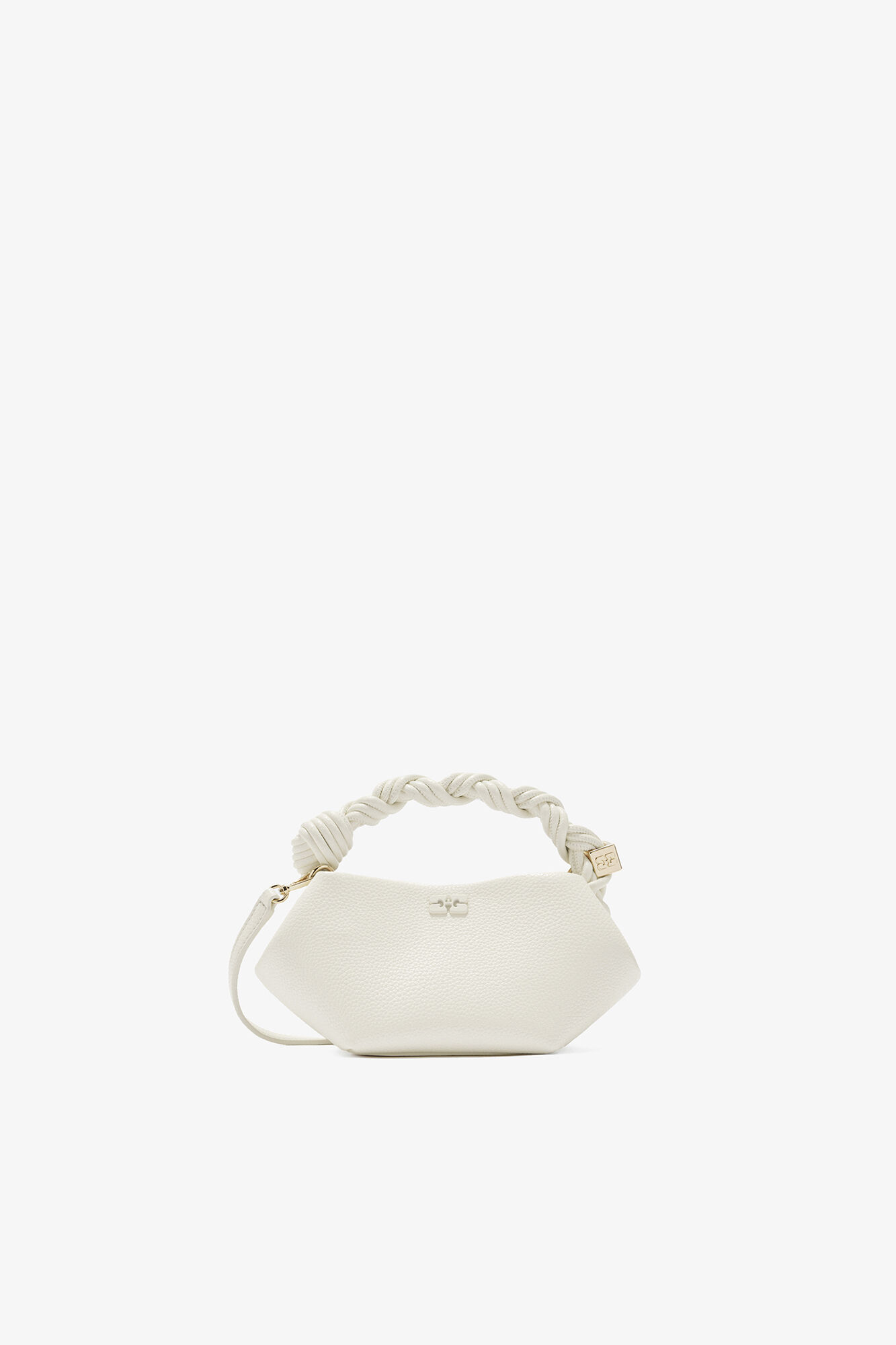 Mini Bou Bag in Grained White, Recycled Polyester, in colour Egret - 1 - GANNI