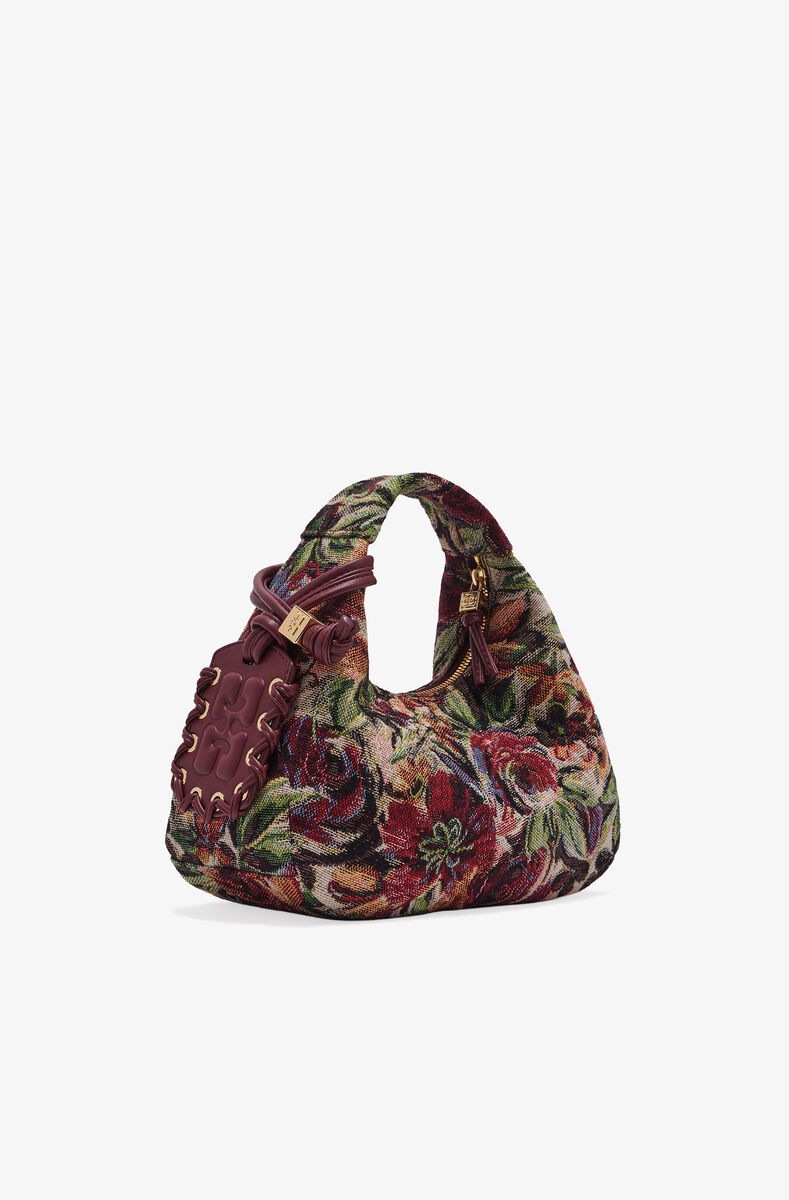 Tapestry Mini Hobo Bag, Acryl, in colour Tawny Port - 2 - GANNI