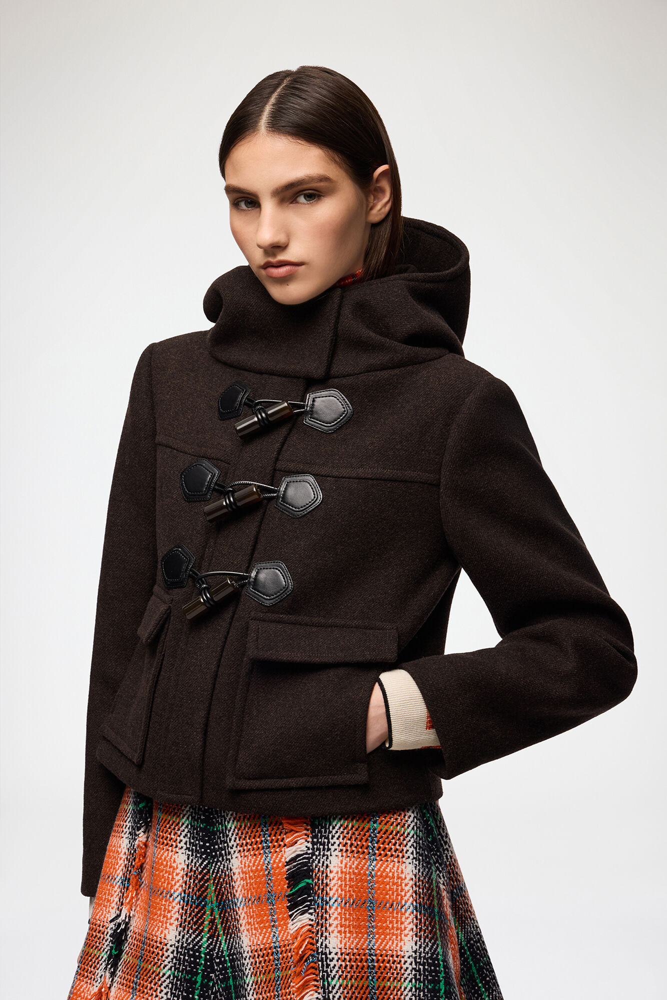 Duffle Coat Mini in Wool, Wool, in colour Demitasse - 1 - GANNI