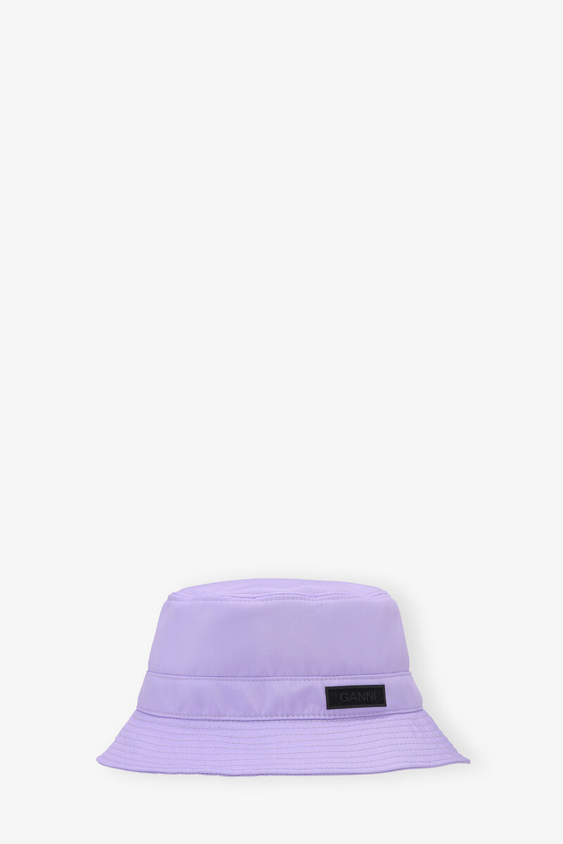 Light Lilac Bucket Hat, Recycled Polyester, in colour Light Lilac - 1 - GANNI